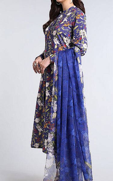 Bareeze Royal Blue Khaddar Suit | Pakistani Winter Dresses- Image 2
