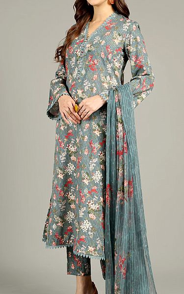 Bareeze Slate Grey Khaddar Suit | Pakistani Winter Dresses- Image 1