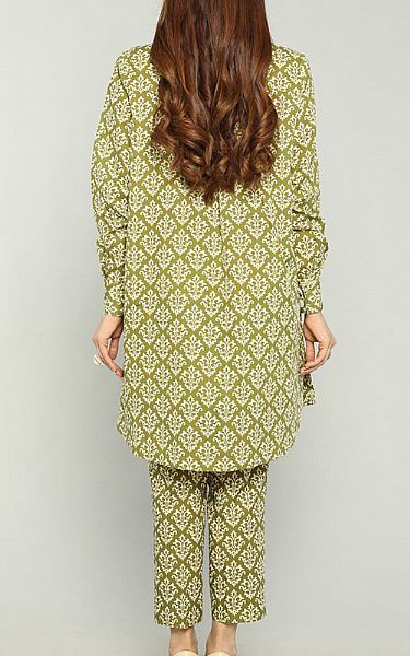 Bareeze Olive Green Khaddar Suit | Pakistani Winter Dresses- Image 2