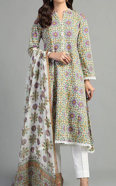 Bareeze White Khaddar Suit | Pakistani Winter Dresses- Image 1