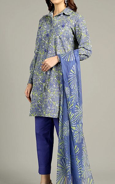 Bareeze Cornflower Blue Khaddar Suit | Pakistani Winter Dresses- Image 1