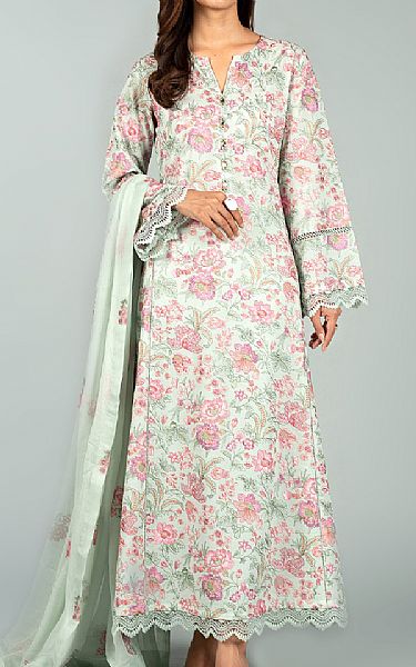 Bareeze Light Green/Baby Pink Karandi Suit | Pakistani Dresses in USA- Image 1