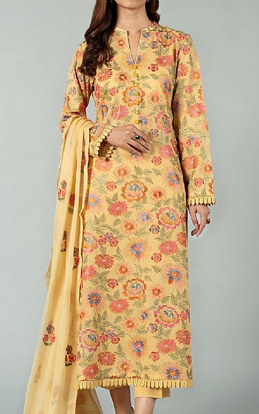 Bareeze Sand Gold Karandi Suit | Pakistani Dresses in USA- Image 1