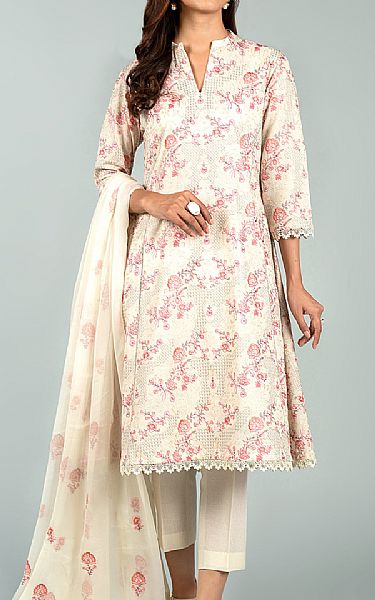 Bareeze Off White Karandi Suit | Pakistani Dresses in USA- Image 1