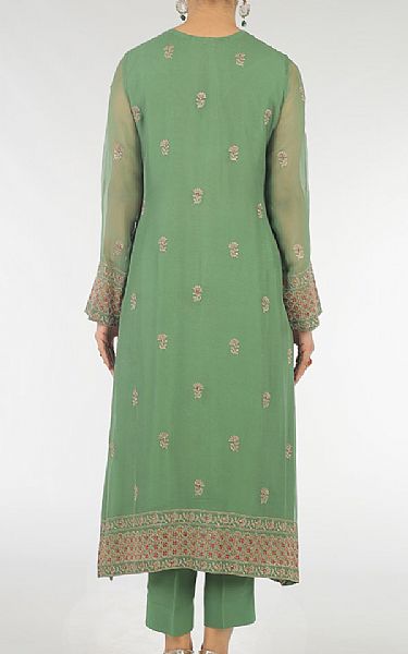 Bareeze Green Chiffon Suit (2 Pcs) | Pakistani Embroidered Chiffon Dresses- Image 2