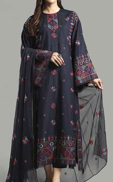 Bareeze Ebony Clay Karandi Suit | Pakistani Winter Dresses in USA- Image 1