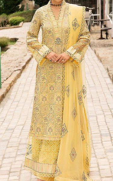 Bareeze Yellow Lawn Suit | Pakistani Lawn Suits- Image 1