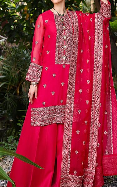 Bareeze Magenta Chiffon Suit (2 Pcs) | Pakistani Embroidered Chiffon Dresses- Image 2