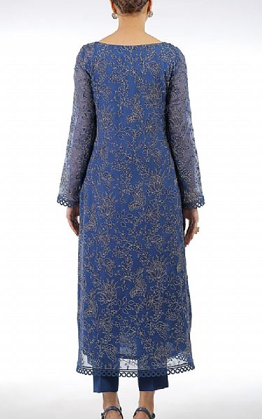Bareeze Royal Blue Chiffon Suit (2 Pcs) | Pakistani Embroidered Chiffon Dresses- Image 2