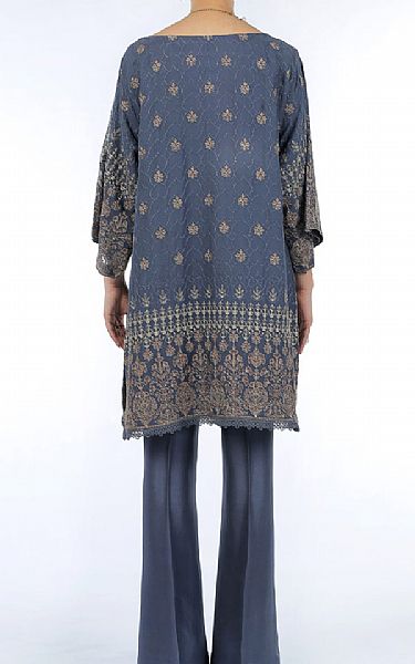 Bareeze Teal Blue Chiffon Suit (2 Pcs) | Pakistani Embroidered Chiffon Dresses- Image 2