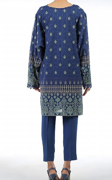 Bareeze Royal Blue Chiffon Suit (2 Pcs) | Pakistani Embroidered Chiffon Dresses- Image 2