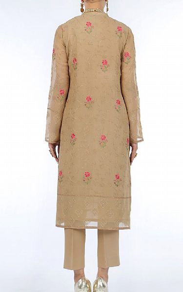 Bareeze Tan Chiffon Suit (2 Pcs) | Pakistani Embroidered Chiffon Dresses- Image 2