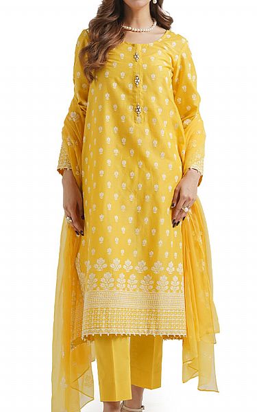 Bareeze Golden Yellow Lawn Suit | Pakistani Lawn Suits- Image 1