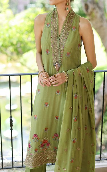 Bareeze Apple Green Chiffon Suit (2 Pcs) | Pakistani Embroidered Chiffon Dresses- Image 2