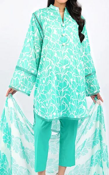 Bareeze Sea Green/Off White Lawn Suit | Pakistani Lawn Dress in USA- Image 1