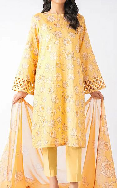 Bareeze Pastel Yellow Lawn Suit | Pakistani Lawn Dress in USA- Image 1