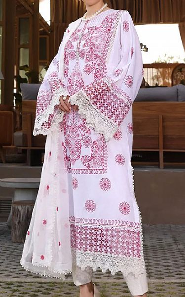 Bareeze Off White/Pink Lawn Suit | Pakistani Lawn Dress in USA- Image 1