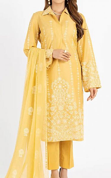 Bareeze Light Mustard Lawn Suit | Pakistani Lawn Dress in USA- Image 1