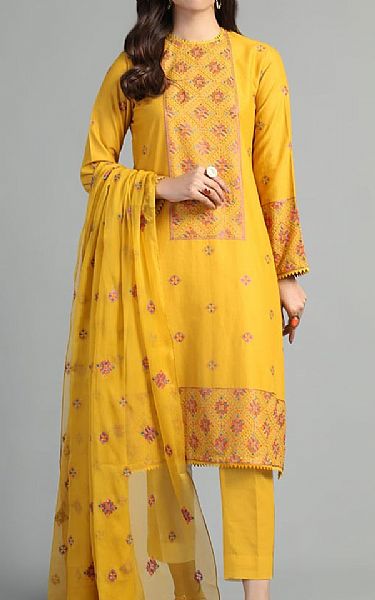 Bareeze Mustard Lawn Suit | Pakistani Lawn Dress in USA- Image 1