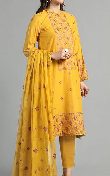 Bareeze Mustard Lawn Suit | Pakistani Lawn Dress in USA- Image 2
