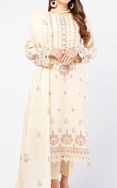 Bareeze Beige Lawn Suit | Pakistani Lawn Dress in USA- Image 1