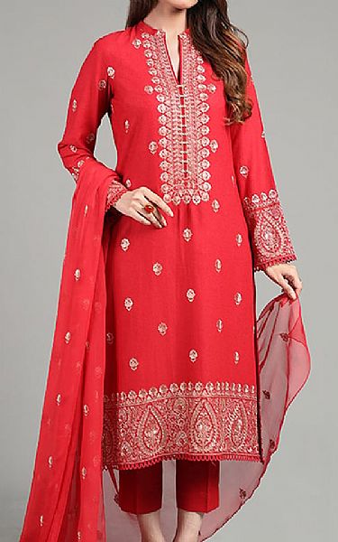 Bareeze Red Lawn Suit | Pakistani Lawn Dress in USA- Image 1