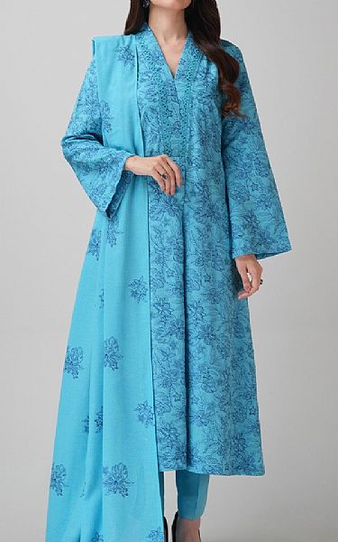 Bareeze Turquoise Karandi Suit | Pakistani Winter Dresses in USA- Image 1