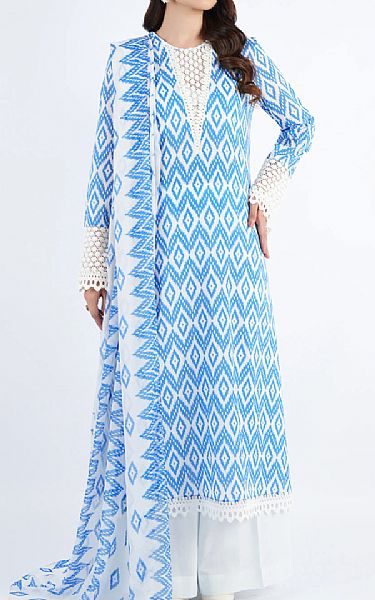 Bareeze Off White/Blue Lawn Suit | Pakistani Lawn Dress in USA
