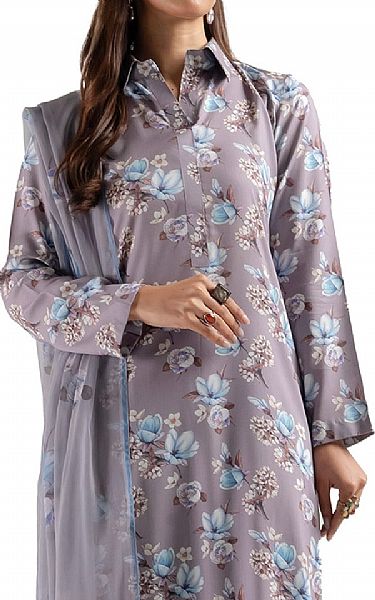 Bareeze Pastel Purple Linen Suit | Pakistani Winter Dresses in USA- Image 2