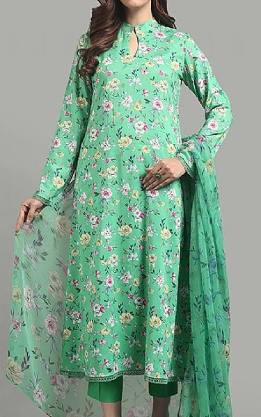 Bareeze Green Linen Suit | Pakistani Winter Dresses in USA- Image 1