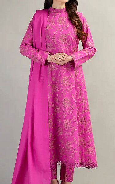 Bareeze Pink Khaddar Suit | Pakistani Winter Dresses in USA- Image 1
