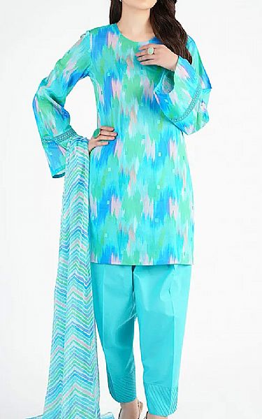 Bareeze Blue/Green Lawn Suit | Pakistani Lawn Dress in USA- Image 1