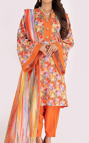 Bareeze Orange Lawn Suit | Pakistani Lawn Dress in USA- Image 1