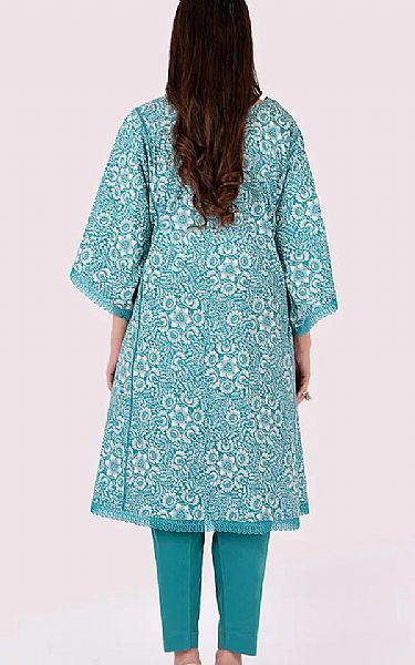 Bareeze Teal/Off White Cambric Suit | Pakistani Lawn Dress in USA- Image 2