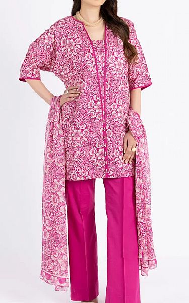 Bareeze Cerise Pink Cambric Suit | Pakistani Lawn Dress in USA- Image 1
