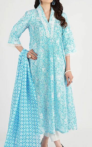 Bareeze Blue/Off White Lawn Suit | Pakistani Lawn Dress in USA- Image 1