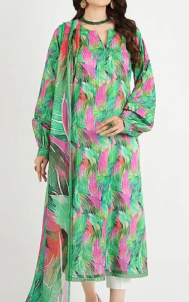Bareeze Green/Pink Lawn Suit | Pakistani Lawn Dress in USA- Image 1