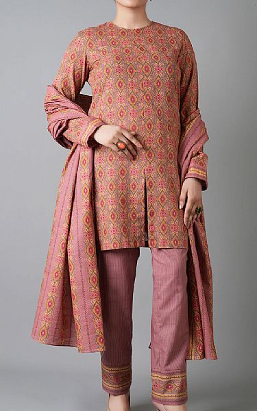 Bareeze Pink Khaddar Suit | Pakistani Winter Dresses in USA- Image 1