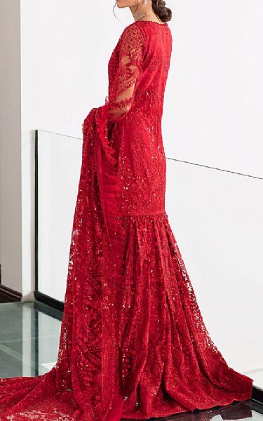 Baroque Red Net Suit | Pakistani Embroidered Chiffon Dresses USA- Image 2
