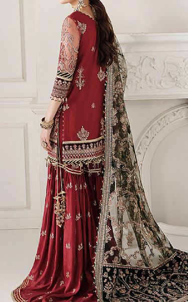 Baroque Maroon Chiffon Suit | Pakistani Embroidered Chiffon Dresses- Image 2