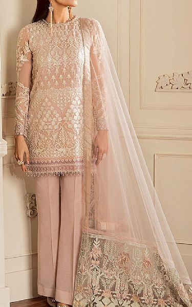 Baroque Pinkish Tan Chiffon Suit | Pakistani Embroidered Chiffon Dresses- Image 1