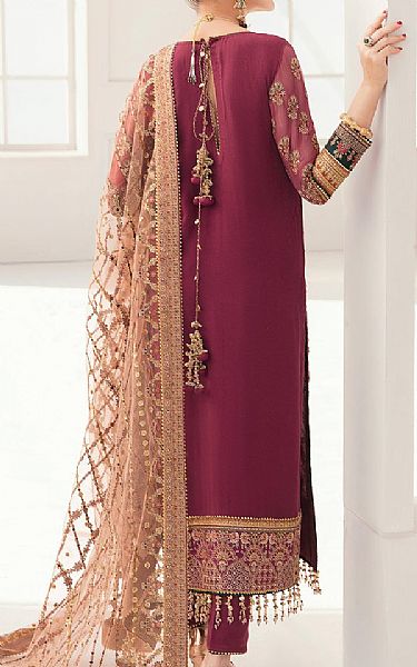 Baroque Crimson Chiffon Suit | Pakistani Embroidered Chiffon Dresses- Image 2