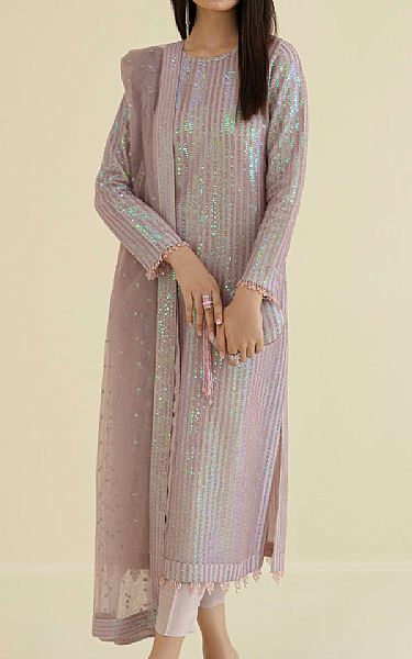 Baroque Light Pink Net Suit | Pakistani Embroidered Chiffon Dresses USA- Image 1