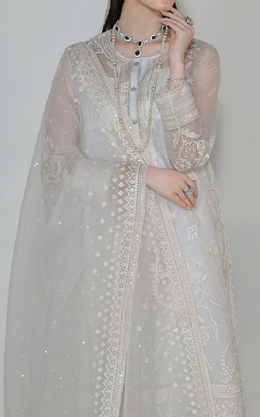 Baroque White Organza Suit | Pakistani Embroidered Chiffon Dresses USA- Image 3