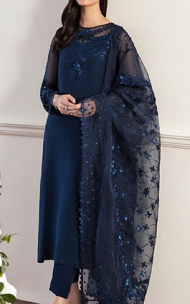Baroque Blue Zodiac Chiffon Suit | Pakistani Embroidered Chiffon Dresses USA- Image 1