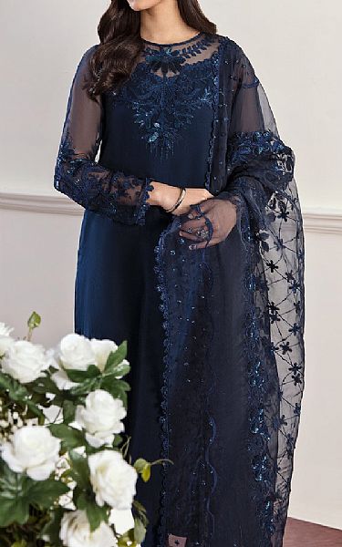 Baroque Blue Zodiac Chiffon Suit | Pakistani Embroidered Chiffon Dresses USA- Image 3