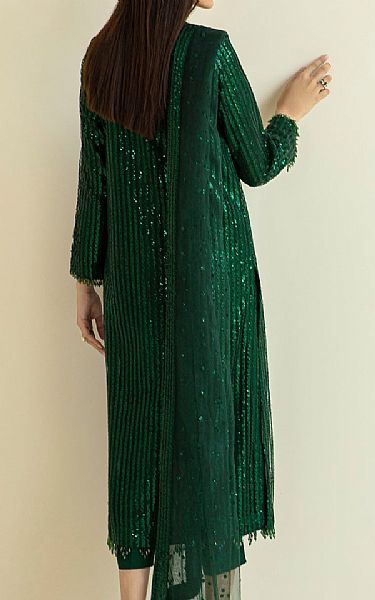 Baroque Green Net Suit | Pakistani Embroidered Chiffon Dresses USA- Image 2