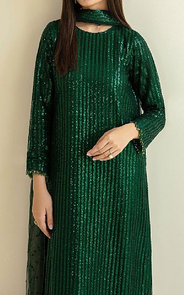 Baroque Green Net Suit | Pakistani Embroidered Chiffon Dresses USA- Image 3