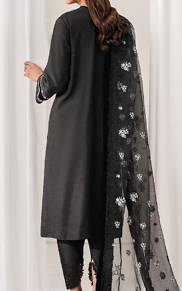 Baroque Black Raw Silk Suit | Pakistani Embroidered Chiffon Dresses USA- Image 2