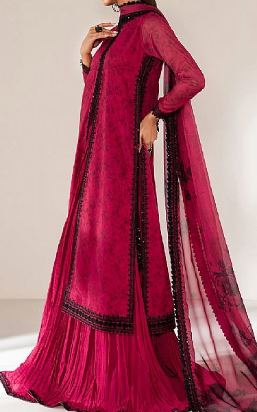 Baroque Cerise Pink Chiffon Suit | Pakistani Embroidered Chiffon Dresses USA- Image 3